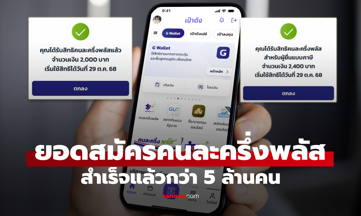กรุงไทย เผยยอดลงทะเบียนคนละครึ่งพลัสสำเร็จ กว่า 5 ล้านคน ภายใน 30 นาทีแรก
