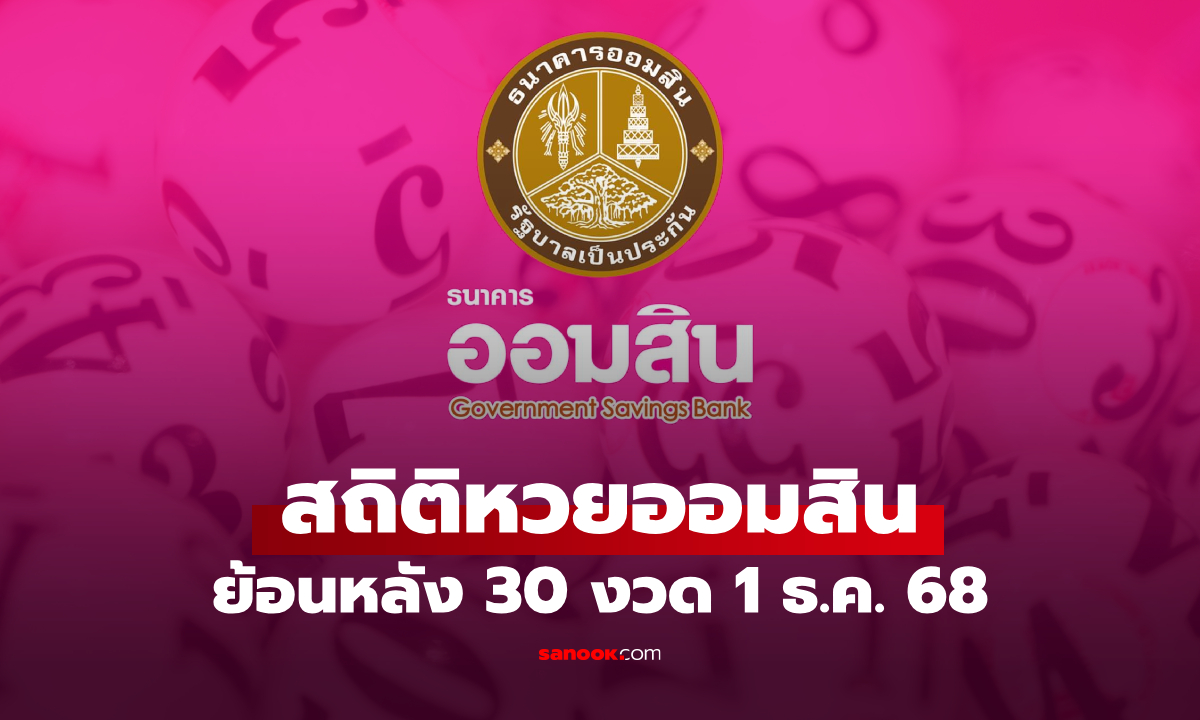 สถิติหวยออมสิน 1 ธันวาคม 2568 ผลสลากออมสิน 1/12/68